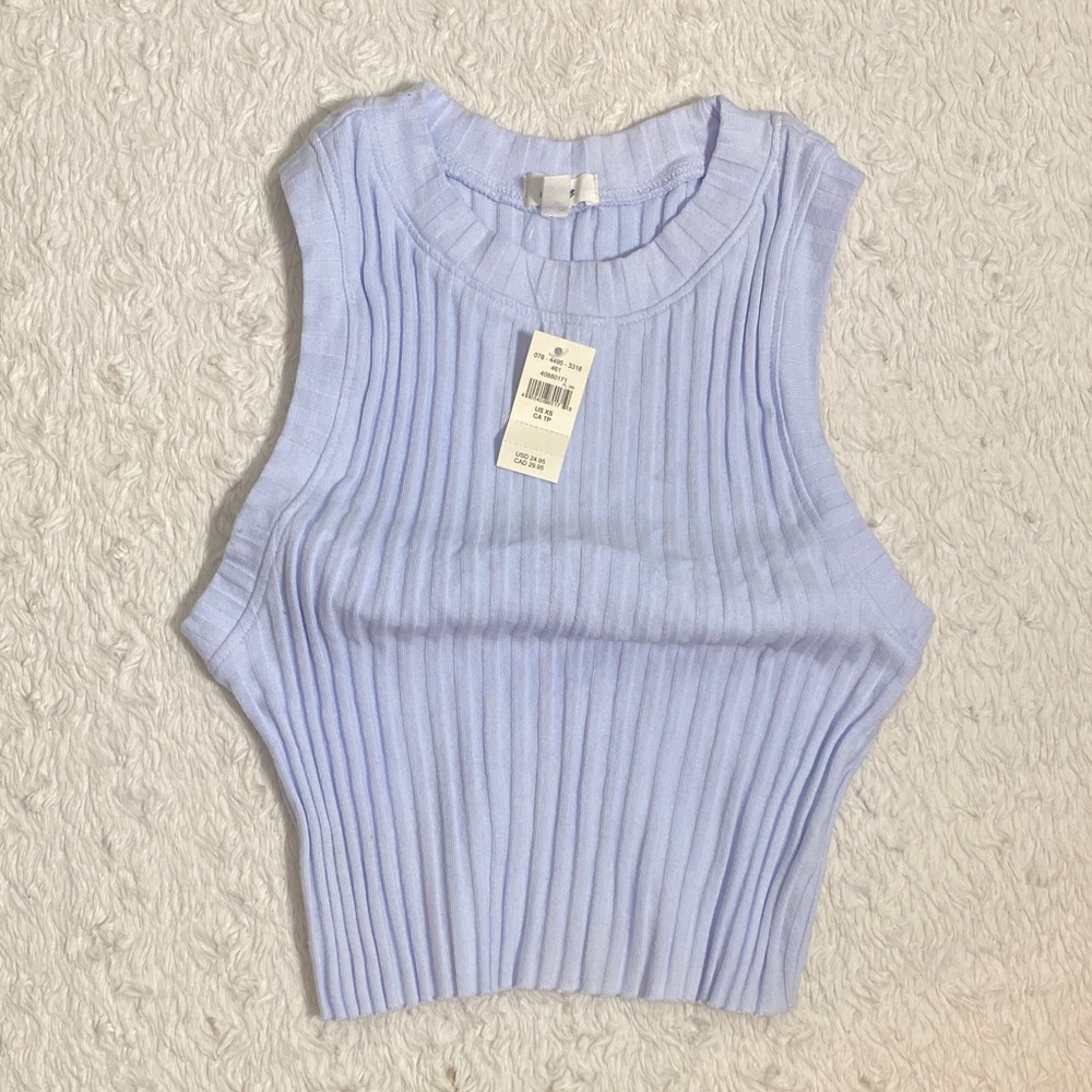 Sleeveless Ribbed Knit Top - Light Blue NWT